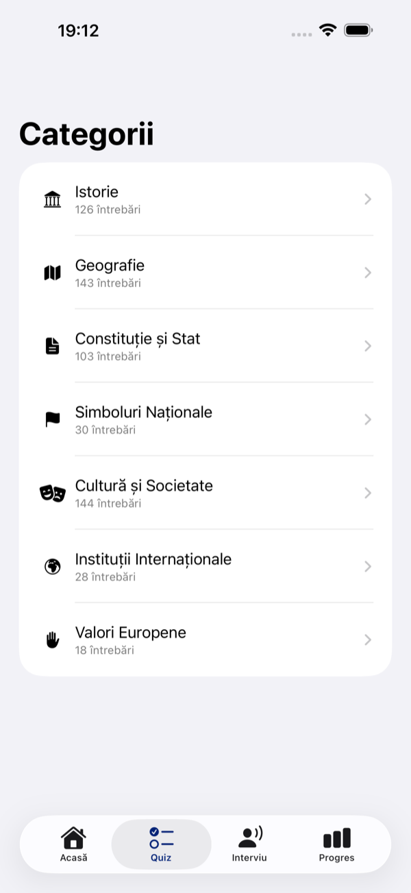 Lista celor 7 categorii de întrebări din Civio